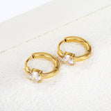 5.3mm round 4-prong white zirconium ear clips 2.5*11mm inner diameter steel color gold color