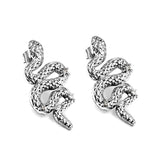 Snake with 3 White Diamonds Earrings 14.6*31.4mm