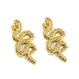 Snake with 3 White Diamonds Earrings 14.6*31.4mm