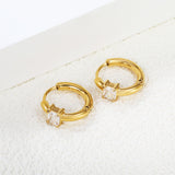 5.4*4.5mm square four-pronged zirconium earring clasp 2.5*I.D. 11mm steel color gold color