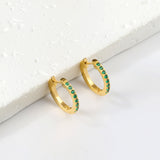 Round with white zirconium/green zirconium ear clips 1.8*15*16mm steel color/golden color