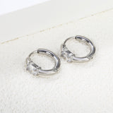 4.5*6.7mm Oval Four Claw White Zirconia Ear Clips 2.5*I.D. 11mm Steel Gold