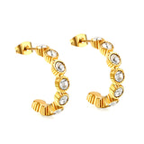 C shape with 8 round white diamonds ear clips 4.7*24mm