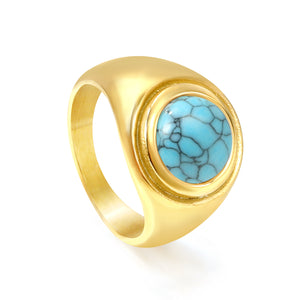 Cast Ring & Round Blue Turquoise Ring