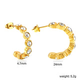 C shape with 8 round white diamonds ear clips 4.7*24mm