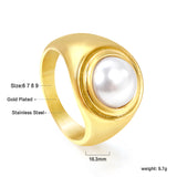 Cast Ring & Round White Pearl Ring