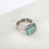 14.6*11mm Chrysocolla Solitaire Steel/Golden