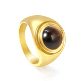 Cast Ring Bands & Round Brown Cat's Eye Ring