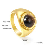 Cast Ring Bands & Round Brown Cat's Eye Ring