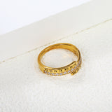 CNC white zirconia + Roman numerals single ring gold color