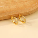 Round with white zirconium/green zirconium ear clips 1.8*15*16mm steel color/golden color