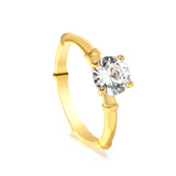 4 Prong Bone Ring & Clear Round Diamond Ring