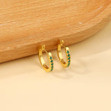 Round with white zirconium/green zirconium ear clips 1.8*15*16mm steel color/golden color