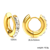 Round with 6 Square White Diamonds Earrings 4.9*20.3mm