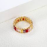 5*3mm rectangle purple/pink/mixed zirconia solitaire ring gold color