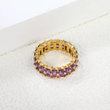 5*3mm rectangle purple/pink/mixed zirconia solitaire ring gold color