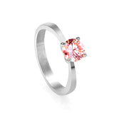 Smooth four prong band & round Pink diamond ring