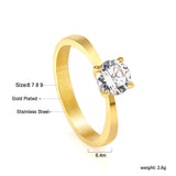 Smooth four prong band & round white diamond ring