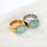 14.6*11mm Chrysocolla Solitaire Steel/Golden