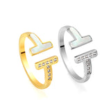 Set with 8 Extra Small Diamonds & Attached T-Shell Ring