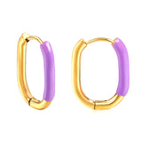 U-Shape Single White/Black/Purple/Pink/Lake Blue Drop Earrings 15.7*20.7*2.5mm