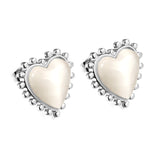 Loose Bead Edge Heart with White / Black / Red / Green Cat's Eye Stones Earrings 17.8*17.5mm