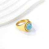 Cast Ring & Round Blue Turquoise Ring