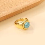 Cast Ring & Round Blue Turquoise Ring