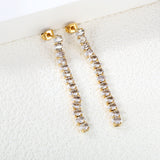 Earrings oval white diamonds Length 5.5cm Gold/Steel