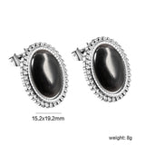 Lace Oval with White / Black / Red / Green Cat's Eye Earrings 15.2*19.2mm