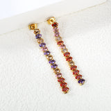 Earrings oval white diamonds Length 5.5cm Gold/Steel