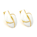 Oval White / Black Drip Earrings with Trim 19.2*27.9mm