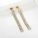 Earrings 5.83mm rectangle white/mixed color diamonds 5.5cm gold/steel color