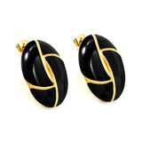 Oval White / Black Drip Earrings with Trim 19.2*27.9mm