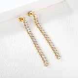 Earrings 3.78mm square white diamond 5.5cm gold/steel color