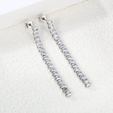 Earrings 3.78mm square white diamond 5.5cm gold/steel color