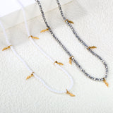 2*6.8mm lightning bolt accessories +2mm white/mineral black beads necklace 40+5cm+6mm round plate Gold color