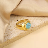 Cast Ring & Round Blue Turquoise Ring