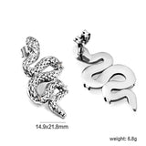 Snake with 3 White Diamonds Earrings 14.6*31.4mm