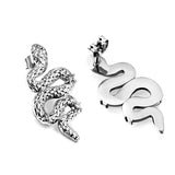 Snake with 3 White Diamonds Earrings 14.6*31.4mm