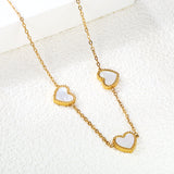 10.7*10mm beaded edge heart-shaped sticky white shell necklace 40+5cm+6mm round plate Gold color