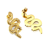 Snake with 3 White Diamonds Earrings 14.6*31.4mm