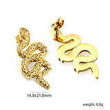 Snake with 3 White Diamonds Earrings 14.6*31.4mm