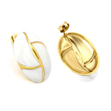 Oval White / Black Drip Earrings with Trim 19.2*27.9mm