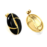 Oval White / Black Drip Earrings with Trim 19.2*27.9mm