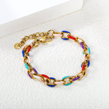 Thick 2*W7.7*H11mm Mixed Color Drops Accessories Buckle Bracelet 17+3+6mm Round Tail Plaque Golden