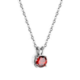 White & Red & Pink & Purple & Green Diamond Round Pendant Necklace 45cm