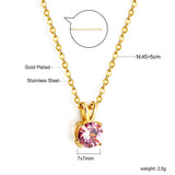 White & Red & Pink & Purple & Green Diamond Round Pendant Necklace 45cm