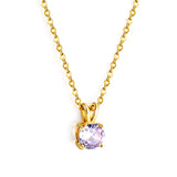 White & Red & Pink & Purple & Green Diamond Round Pendant Necklace 45cm