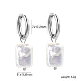 2.7x17.2mm Round with Shaped White Pearls 11*14.6mm Earrings